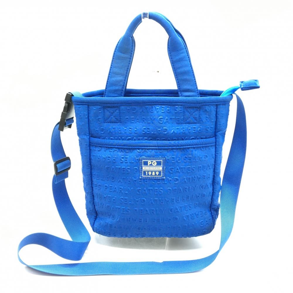 パーリーゲイツ 2WAYカートバッグ ブルー 立体ロゴ総柄 ショルダーストラップ着脱可  ゴルフ PEARLY GATES