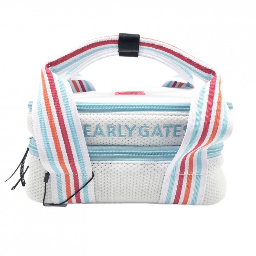 【新品】パーリーゲイツ 保冷カートバッグ 白×ライトブルー 二層式 バニティ型 メッシュ調 ロゴ刺しゅう ゴルフ PEARLY GATES