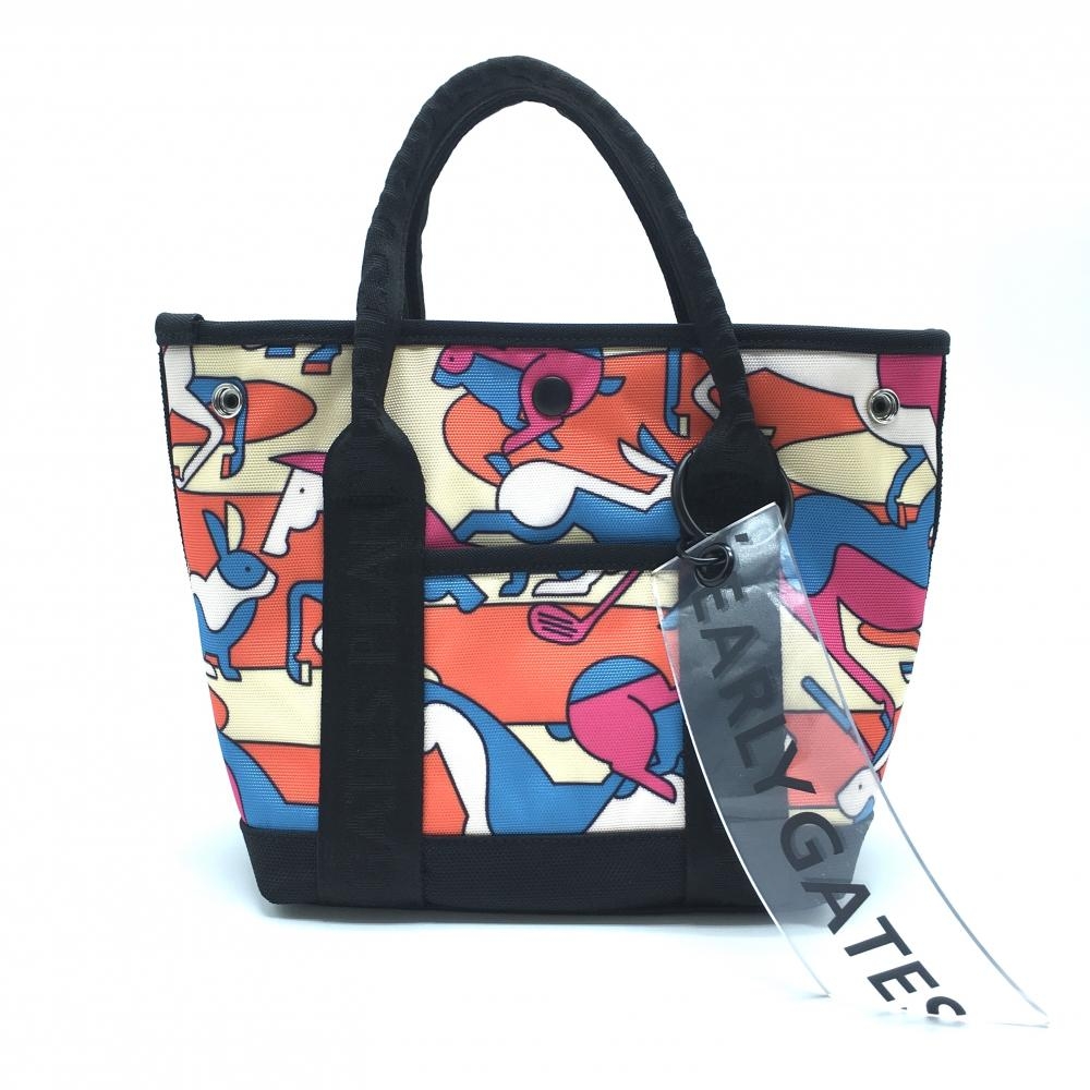 【超美品】パーリーゲイツ カートバッグ 黒×マルチカラー 総柄 FR ゴルフ 2024年モデル PEARLY GATES