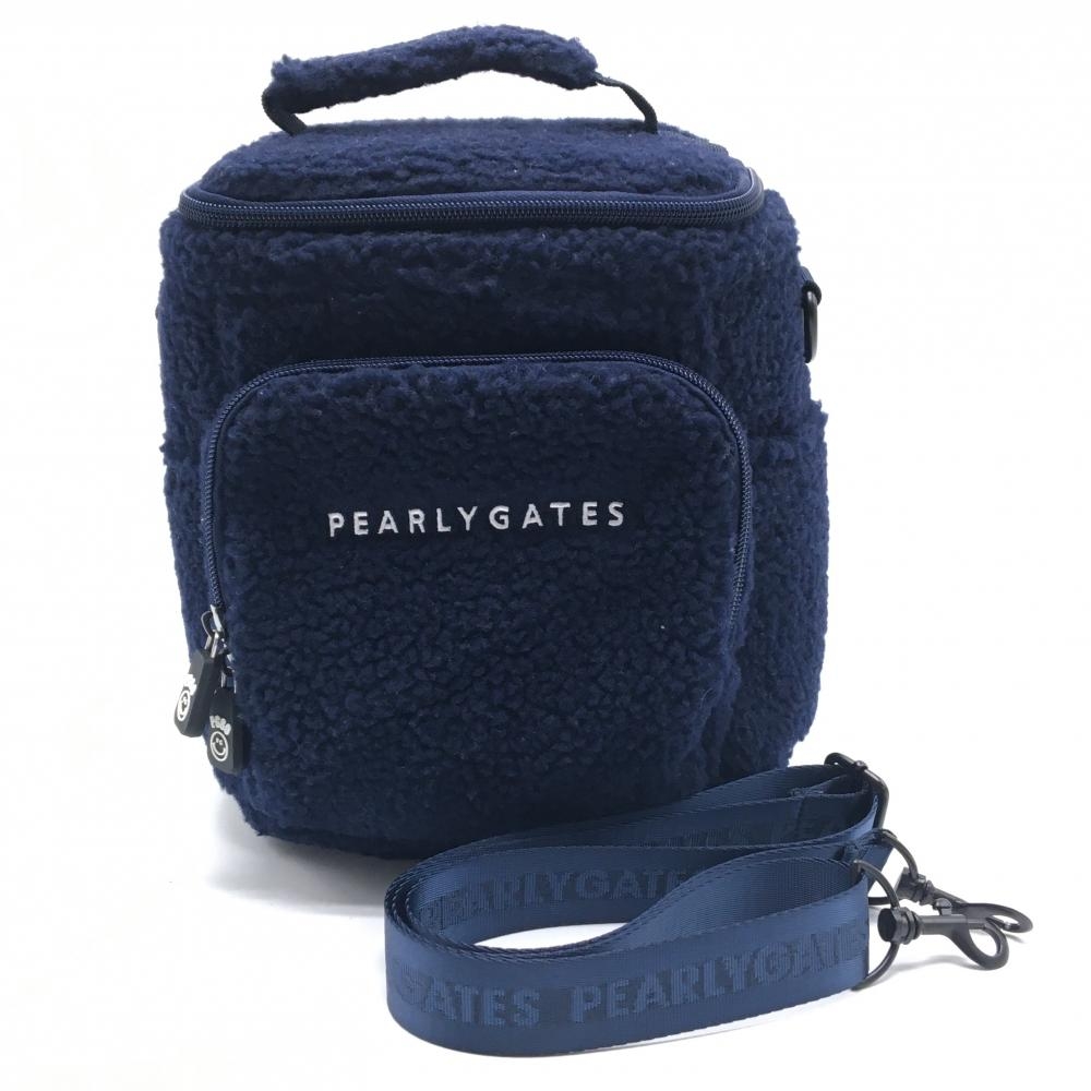 【美品】パーリーゲイツ 2WAYボア保冷カートバッグ ネイビー ニコちゃん スマイル ショルダーストラップ付 ゴルフ PEARLY GATES