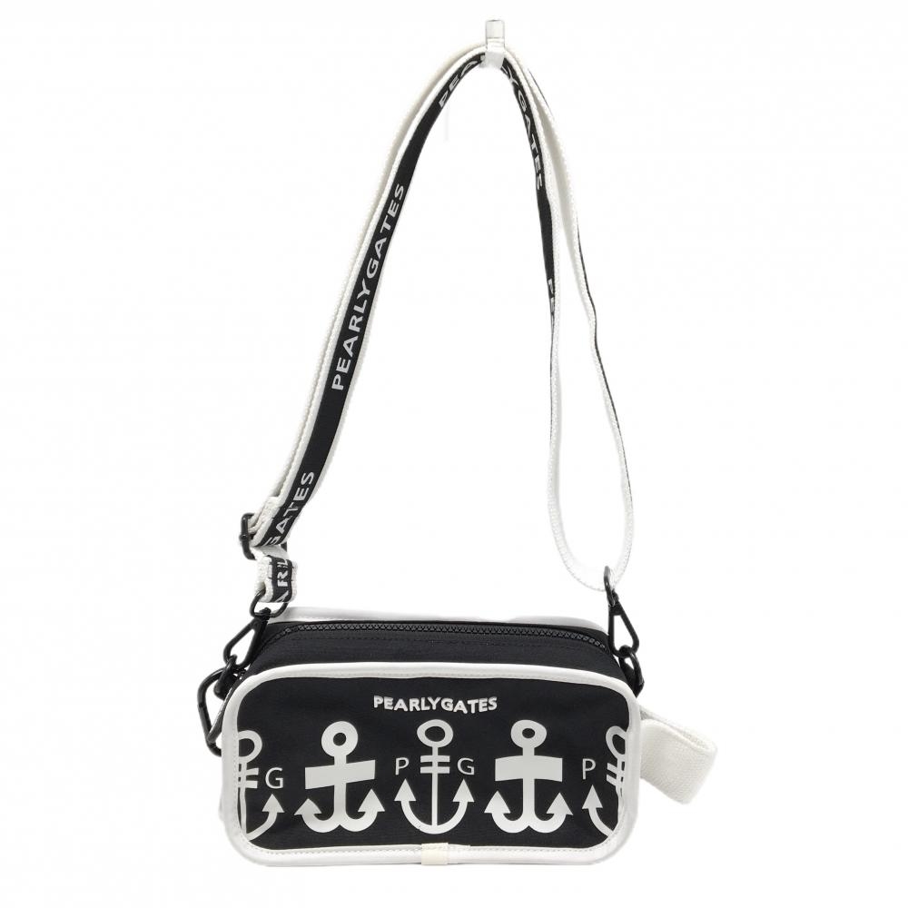 【超美品】パーリーゲイツ 斜め掛けバッグ 黒×白 総柄 カートバッグ ゴルフ 2025年モデル PEARLY GATES