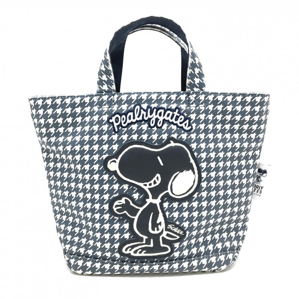 パーリーゲイツ×PEANUTS カートバッグ ネイビー×白 スヌーピー 千鳥格子 ゴルフ PEARLY GATES