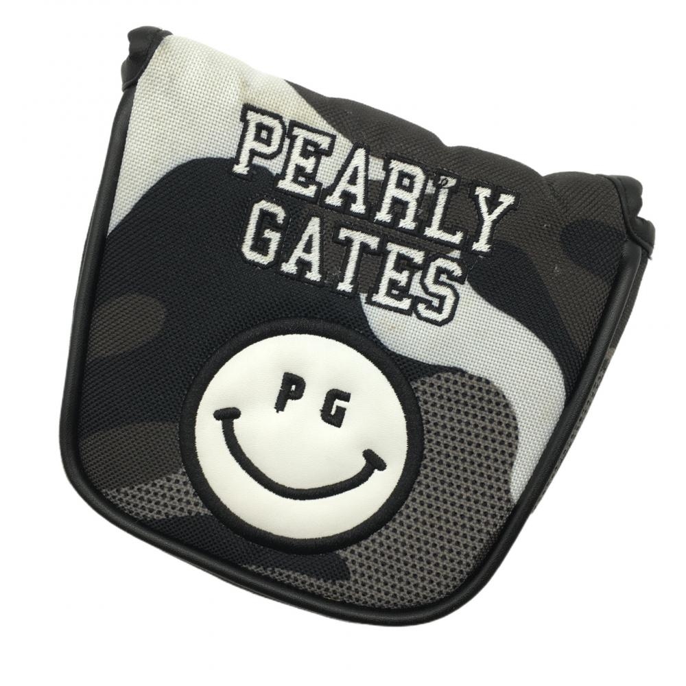パーリーゲイツ パターカバー 黒×白 迷彩 ニコちゃん マレット型 スマイル カモフラ ゴルフ PEARLY GATES