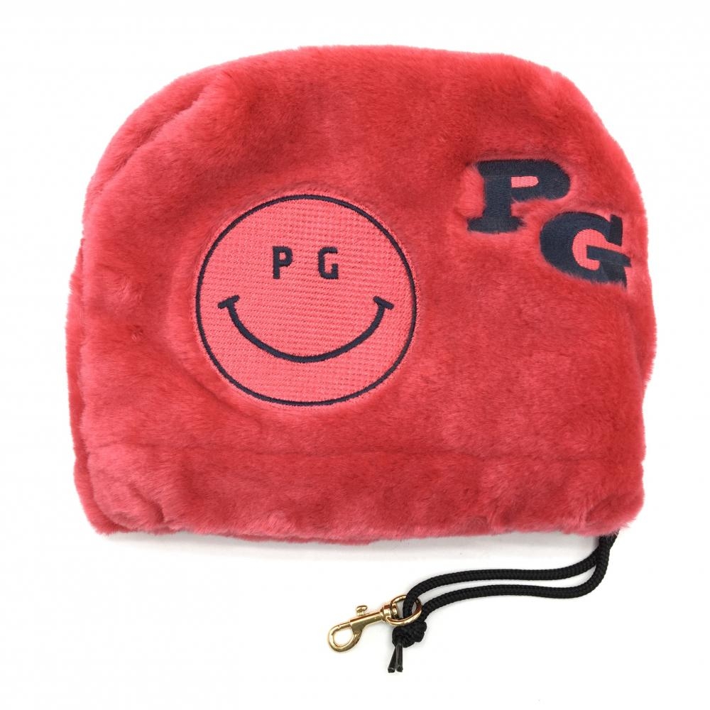 【超美品】パーリーゲイツ ボアアイアンカバー ピンク×ネイビー ニコちゃん スマイル ヘッドカバー ゴルフ PEARLY GATES