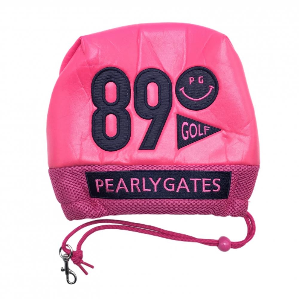 【超美品】パーリーゲイツ アイアンカバー ピンク×ネイビー ニコちゃん スマイル ヘッドカバー ゴルフ PEARLY GATES