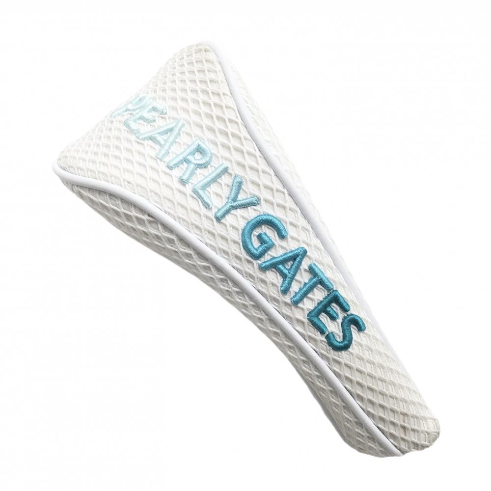 【美品】パーリーゲイツ ヘッドカバー(UT) 白×ライトブルー グラデーションロゴ 表メッシュ生地 ゴルフ PEARLY GATES