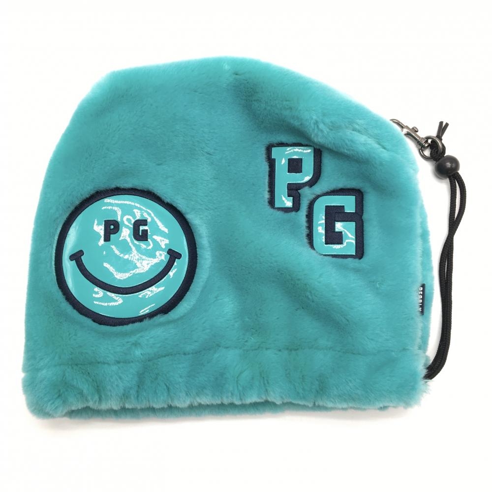 【美品】パーリーゲイツ アイアンカバー グリーン×黒 ボア ニコちゃん スマイル  ゴルフ PEARLY GATES