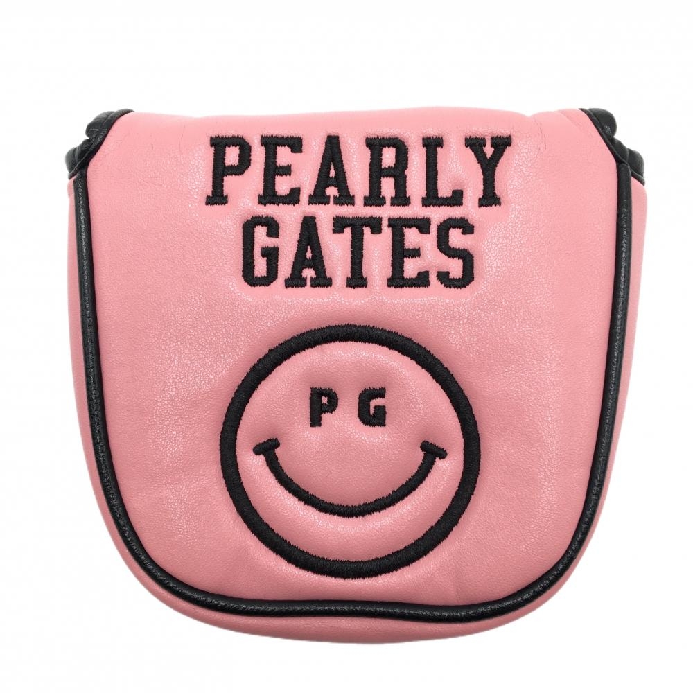 【美品】パーリーゲイツ パターカバー ピンク×黒 ニコちゃん ネオマレット型 スマイル  ゴルフ PEARLY GATES