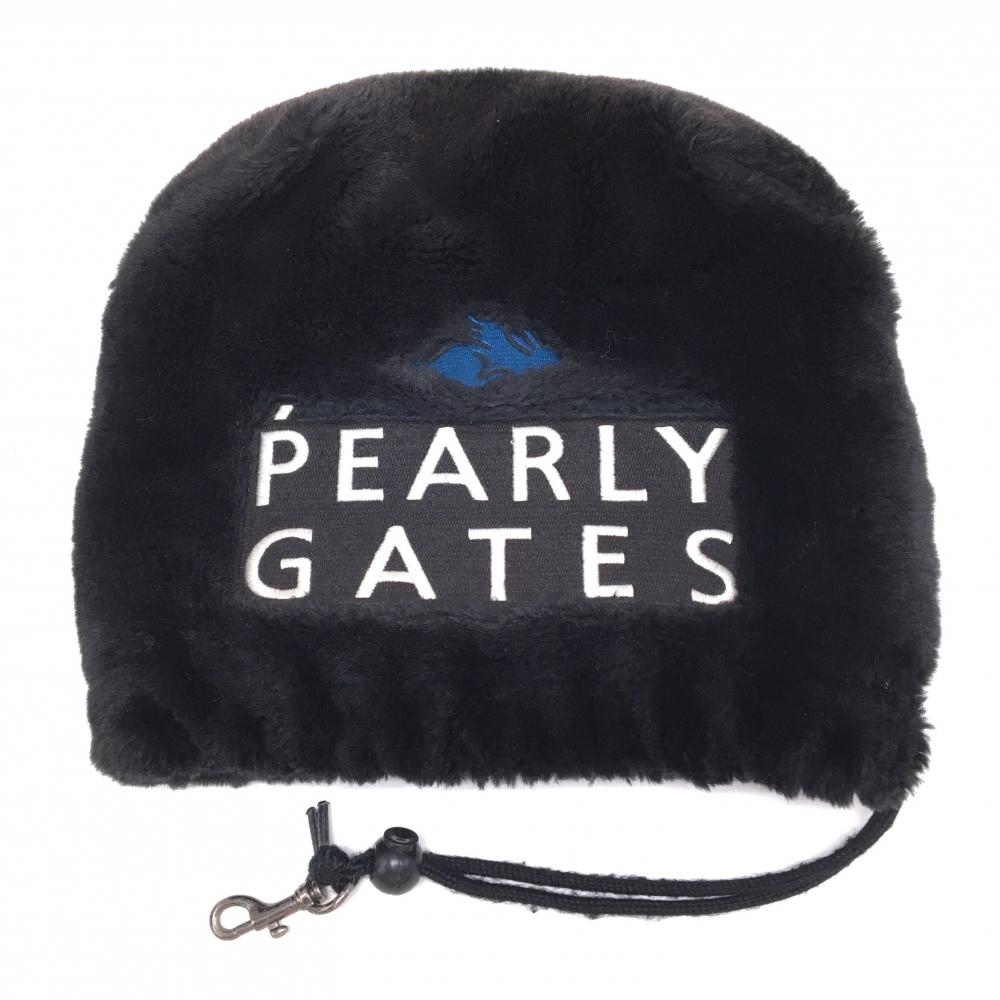 パーリーゲイツ ボアアイアンカバー 黒×白 ロゴ刺しゅう ゴルフ PEARLY GATES