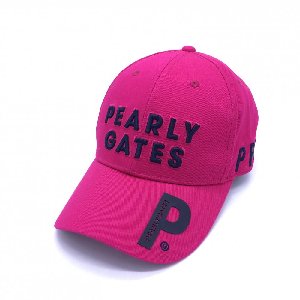 【超美品】2020年＊PEARLY GATES パーリーゲイツ キャップ ピンク×ネイビー コットン100％ 汗取りパッド付 FR ゴルフウェア