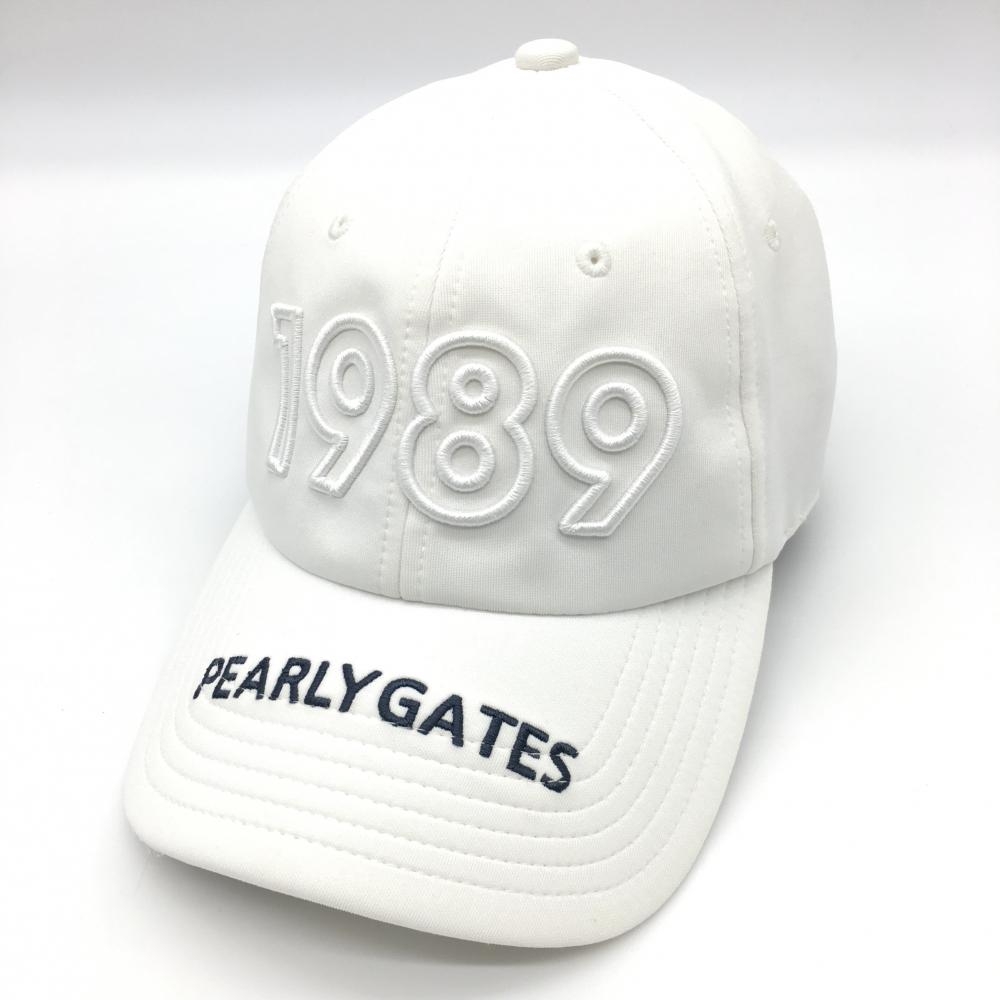 【超美品】パーリーゲイツ キャップ 白×ネイビー ストレッチ 汗取りパッド付 FR ゴルフウェア 2021年モデル PEARLY GATES