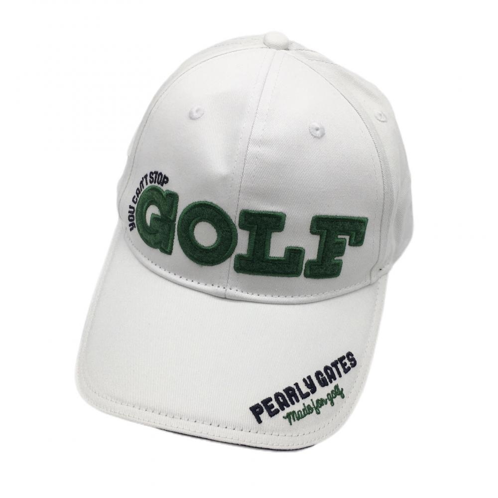 【新品】パーリーゲイツ キャップ 白×グリーン ティー装着可 汗取りパッド付き コットン100％ FR ゴルフウェア PEARLY GATES
