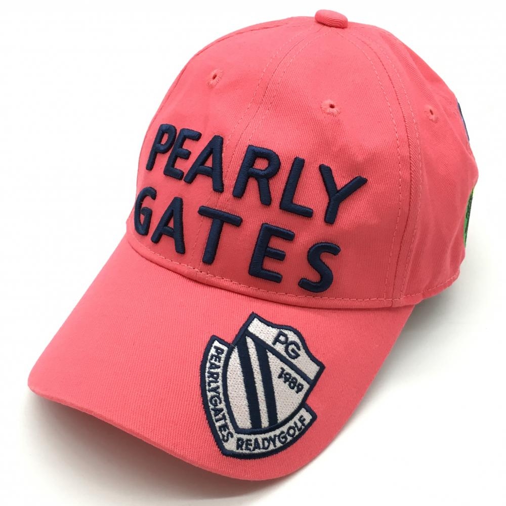 【超美品】パーリーゲイツ キャップ ピンク×ネイビー 30周年 ニコちゃん スマイル FR ゴルフウェア PEARLY GATES