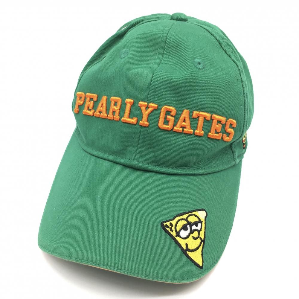 【美品】パーリーゲイツ キャップ グリーン×オレンジ タコス刺しゅう  FR ゴルフウェア PEARLY GATES