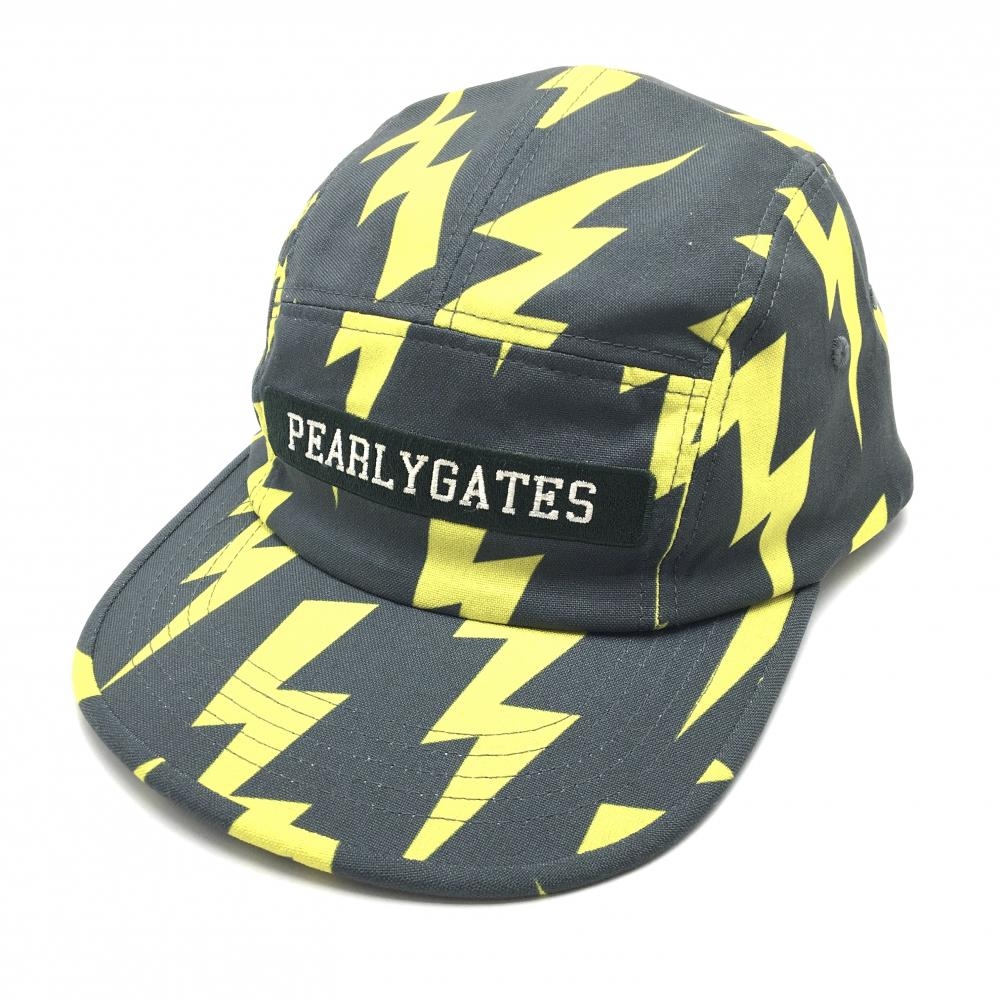 【超美品】パーリーゲイツ キャップ グレー系×イエロー 稲妻柄 雷柄 RE  ゴルフウェア PEARLY GATES