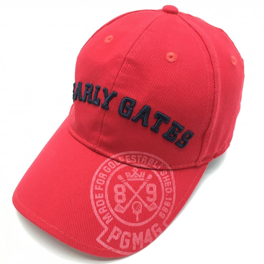【超美品】パーリーゲイツ キャップ レッド コットン100％ 汗取りパッド付 FR  ゴルフウェア PEARLY GATES