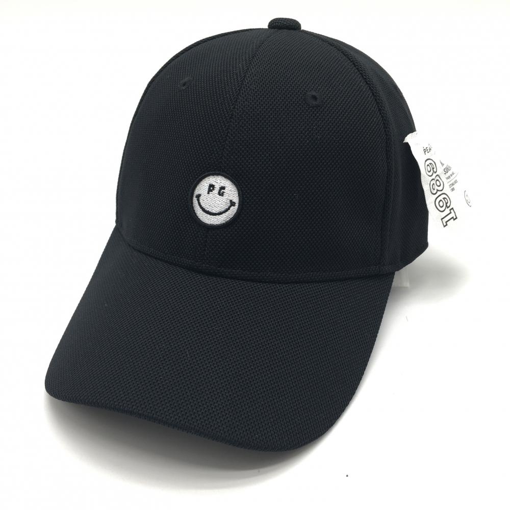 【美品】パーリーゲイツ キャップ 黒×白 ニコちゃん スマイル  FR  ゴルフウェア 2024年モデル PEARLY GATES