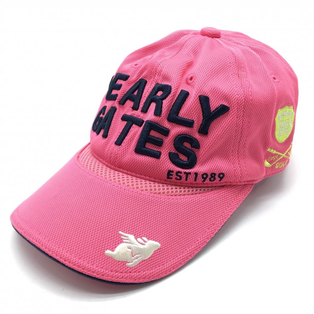パーリーゲイツ キャップ ピンク×ネイビー 立体ロゴ 一部メッシュ  ゴルフウェア PEARLY GATES