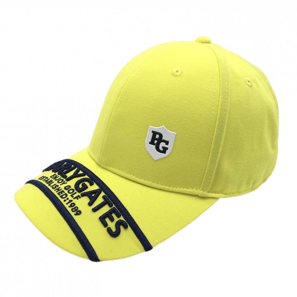 【超美品】パーリーゲイツ キャップ 蛍光イエロー×ネイビー ロゴ刺しゅう FR  ゴルフウェア PEARLY GATES