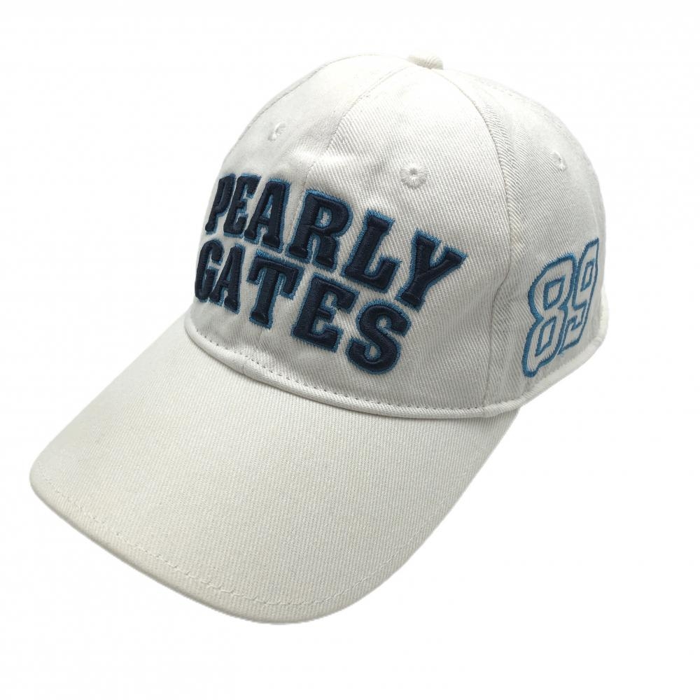 パーリーゲイツ キャップ 白×ネイビー 立体ロゴ刺しゅう FR  ゴルフウェア PEARLY GATES