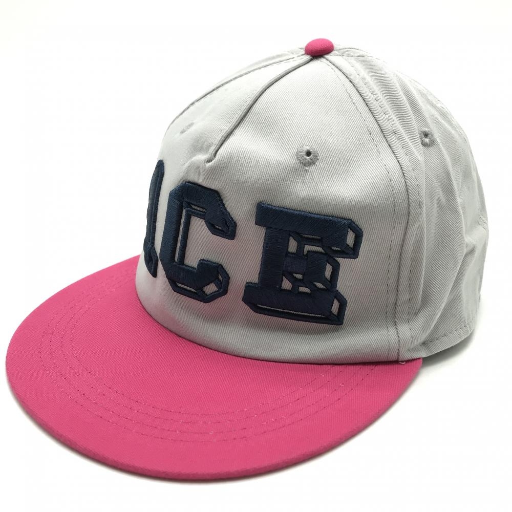 【超美品】パーリーゲイツ フラットキャップ グレー×ピンク 立体刺しゅう FR  ゴルフウェア PEARLY GATES