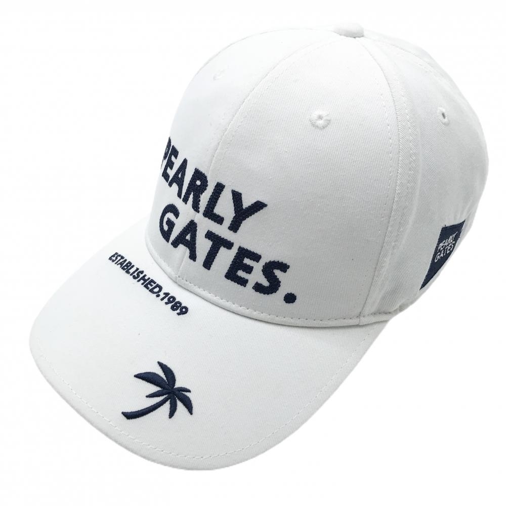 パーリーゲイツ キャップ 白×ネイビー ロゴ刺しゅう FR   ゴルフウェア PEARLY GATES