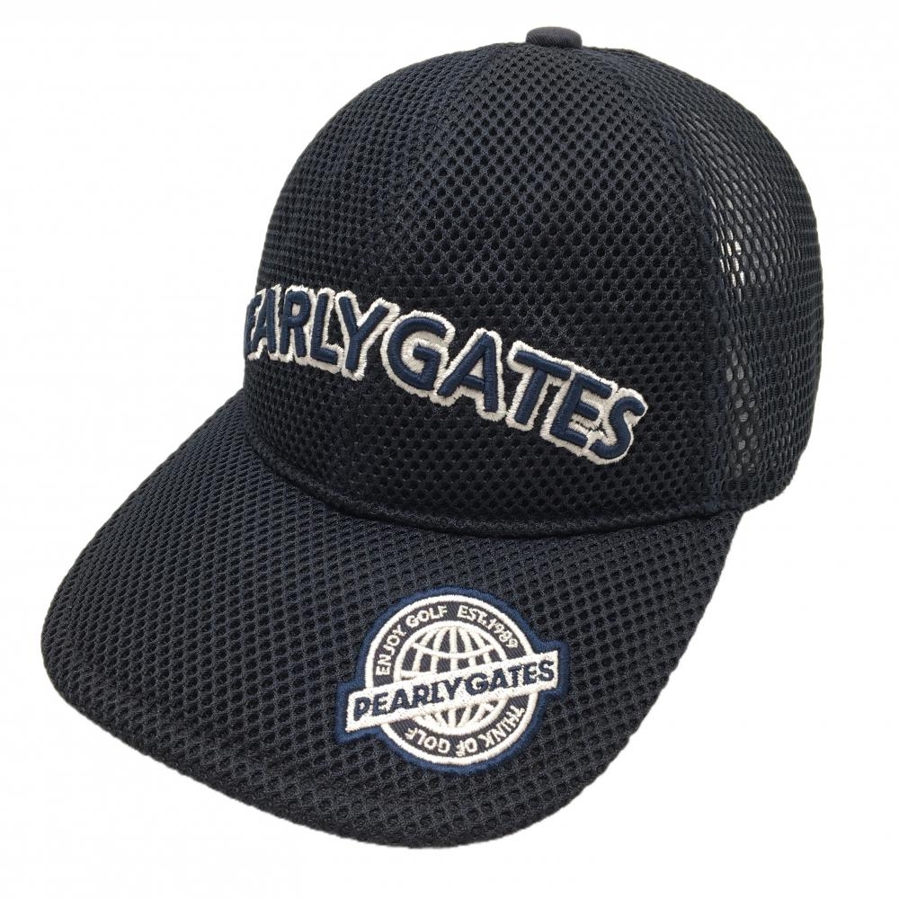【超美品】パーリーゲイツ メッシュキャップ ネイビー×白 立体ロゴ刺しゅう FR   ゴルフウェア PEARLY GATES