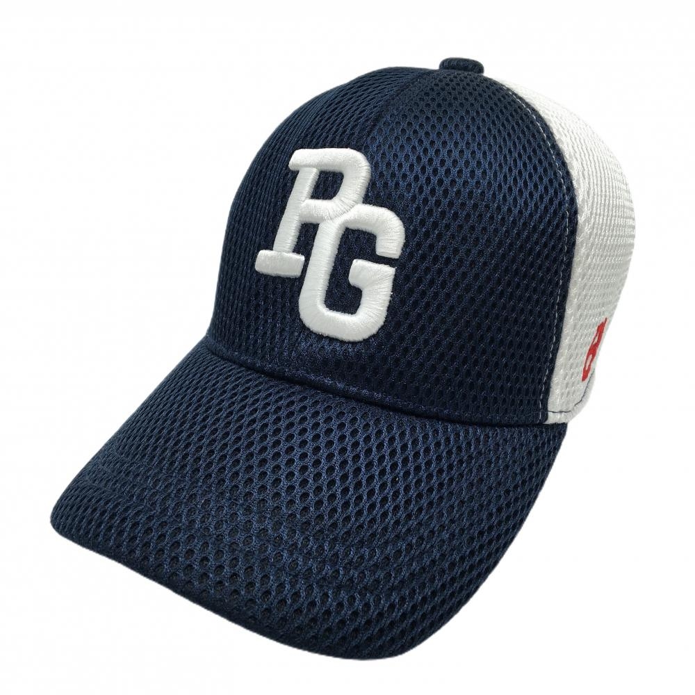 【美品】パーリーゲイツ メッシュキャップ ネイビー×白 立体ロゴ FR   ゴルフウェア PEARLY GATES