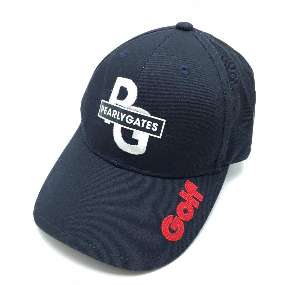 【超美品】パーリーゲイツ キャップ ネイビー×白×レッド ロゴ刺しゅう  FR   ゴルフウェア PEARLY GATES