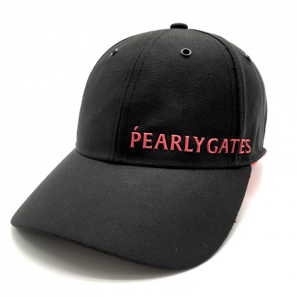 【美品】パーリーゲイツ キャップ 黒×レッド ロゴレッド FR   ゴルフウェア PEARLY GATES