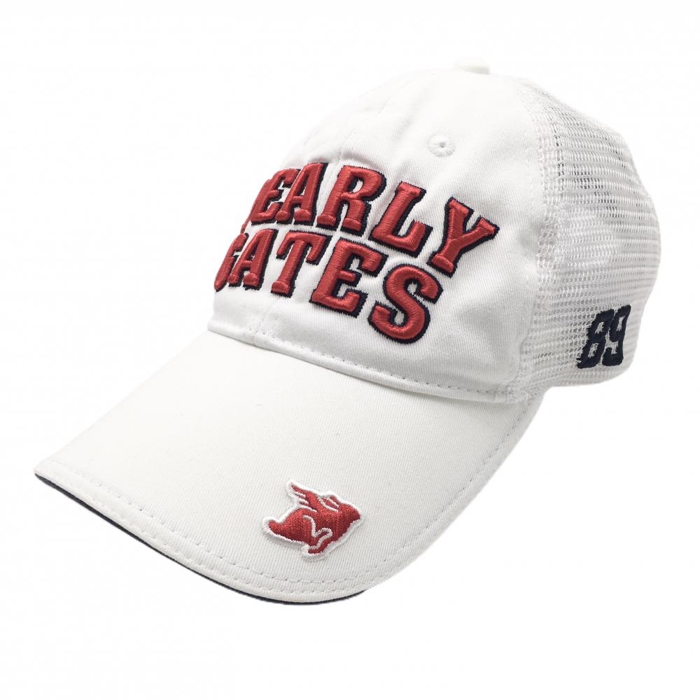 パーリーゲイツ メッシュキャップ 白×レッド 立体ロゴ刺しゅう FR   ゴルフウェア PEARLY GATES
