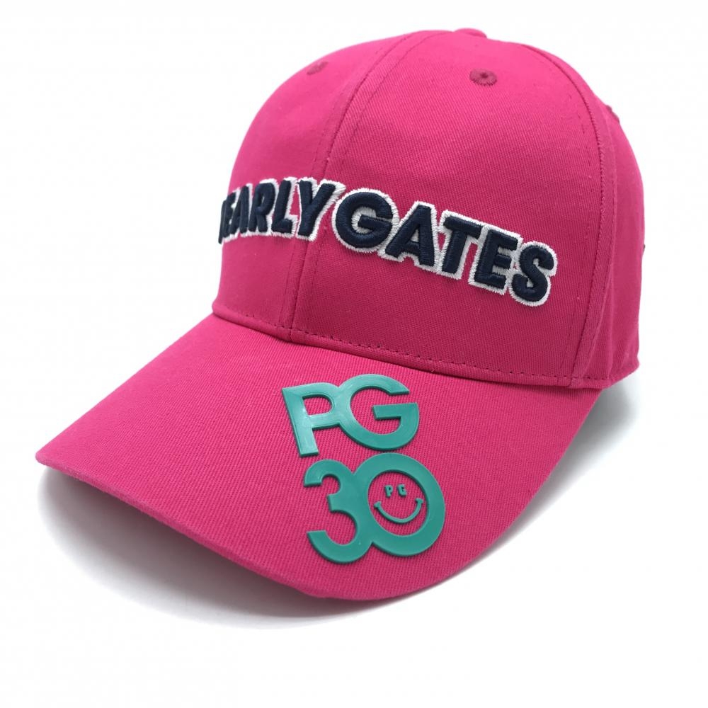 【超美品】パーリーゲイツ キャップ ピンク×ネイビー 30周年 つばシリコンロゴ  FR   ゴルフウェア PEARLY GATES