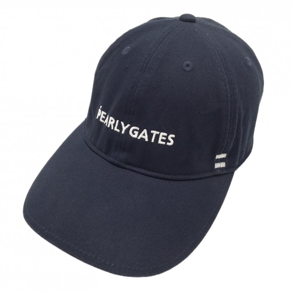 【美品】パーリーゲイツ キャップ ネイビー×白 ロゴ刺しゅう 汗取りパット FR   ゴルフウェア PEARLY GATES
