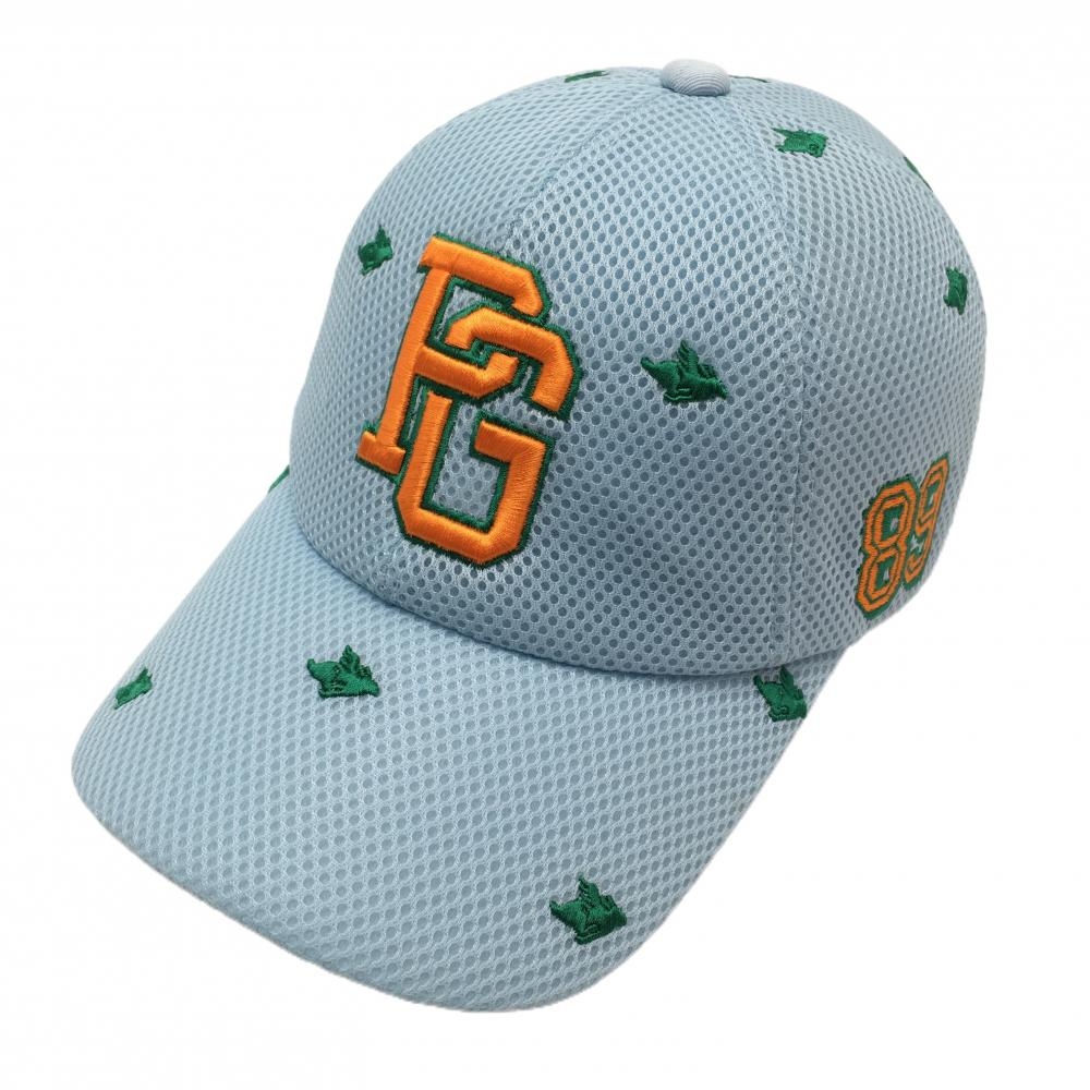 パーリーゲイツ メッシュキャップ ライトブルー×オレンジ×グリーン 総柄 ロゴ刺しゅう FR   ゴルフウェア PEARLY GATES