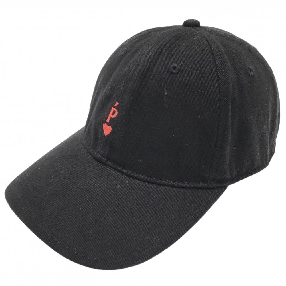 パーリーゲイツ キャップ 黒 ロゴレッド ハート FR   ゴルフウェア PEARLY GATES