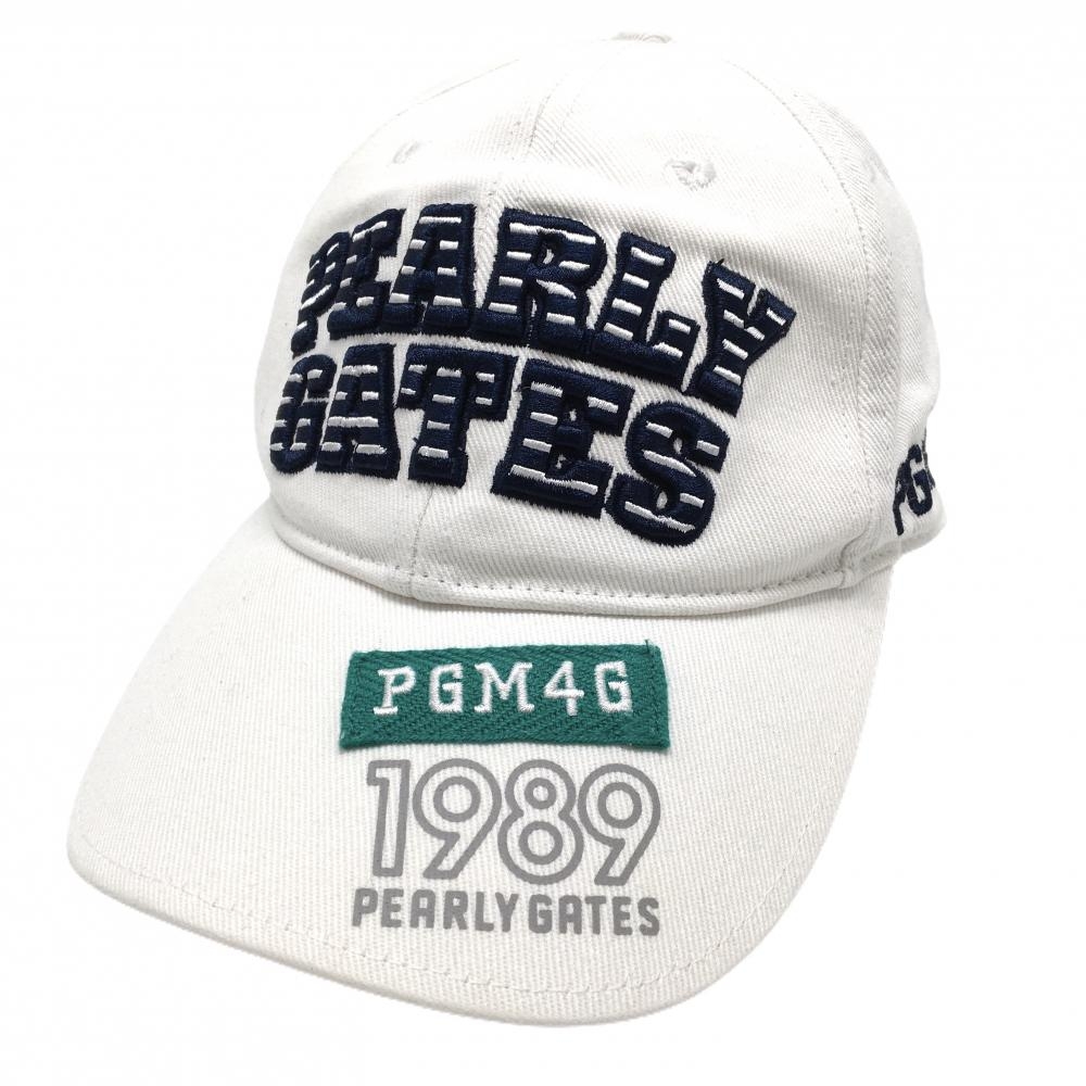 【美品】パーリーゲイツ キャップ 白×ネイビー 立体ロゴ FR   ゴルフウェア PEARLY GATES