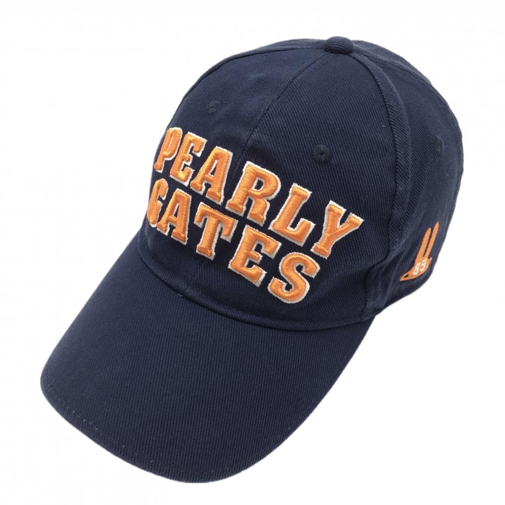 パーリーゲイツ キャップ ネイビー×オレンジ 立体ロゴ ラビット刺しゅう FR   ゴルフウェア PEARLY GATES