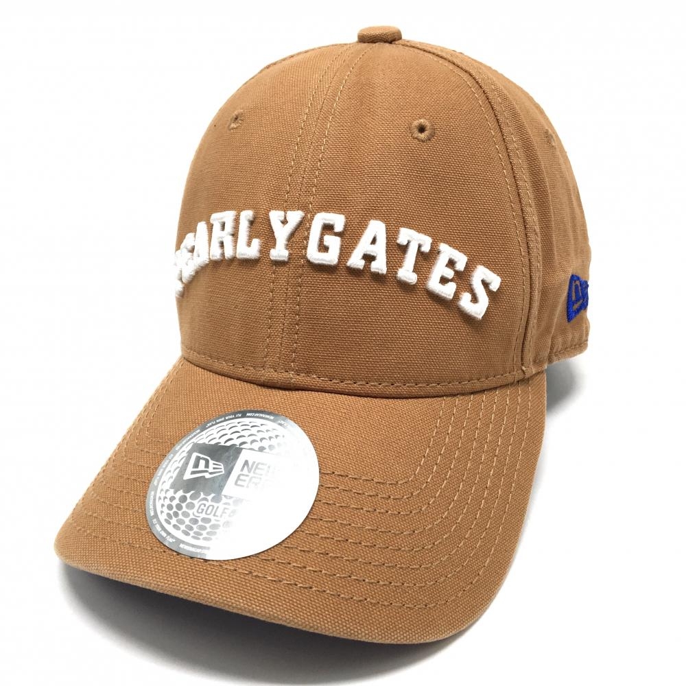 パーリーゲイツ×ニューエラ キャップ ライトブラウン×白 立体ロゴ FR   ゴルフウェア PEARLY GATES