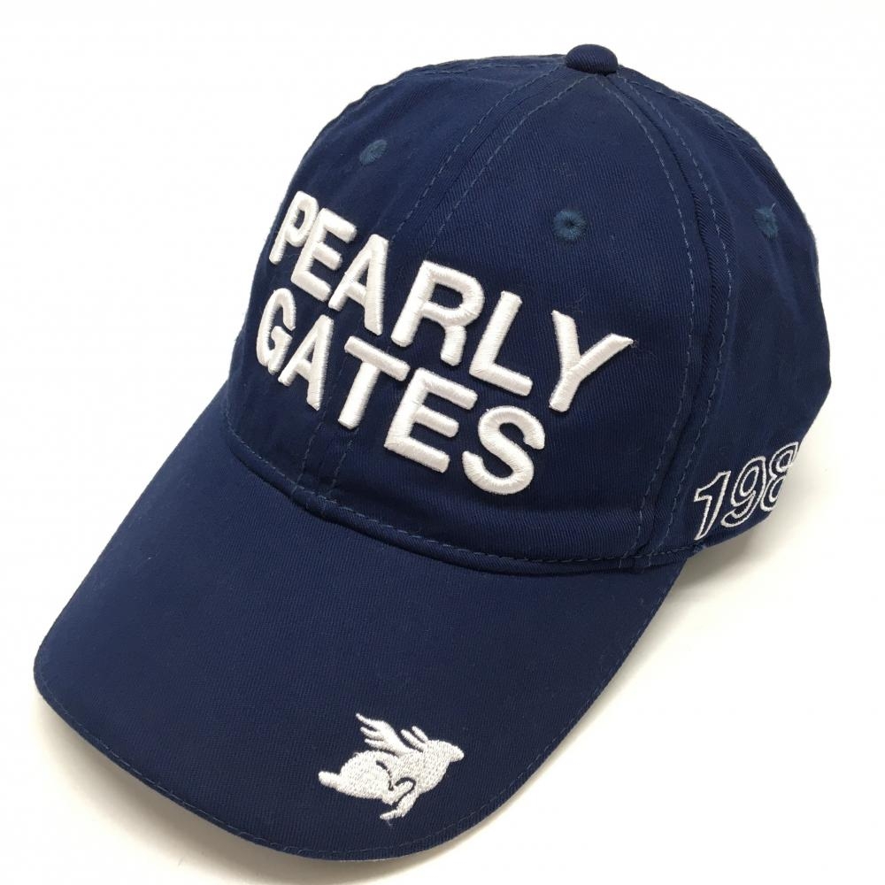 【新品】パーリーゲイツ キャップ ネイビー×白 スカルラビット フライングラビット  M   ゴルフウェア PEARLY GATES