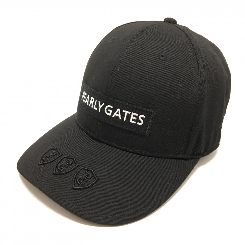 【新品】パーリーゲイツ キャップ 黒×白 ロゴ刺しゅう  FREE   ゴルフウェア PEARLY GATES