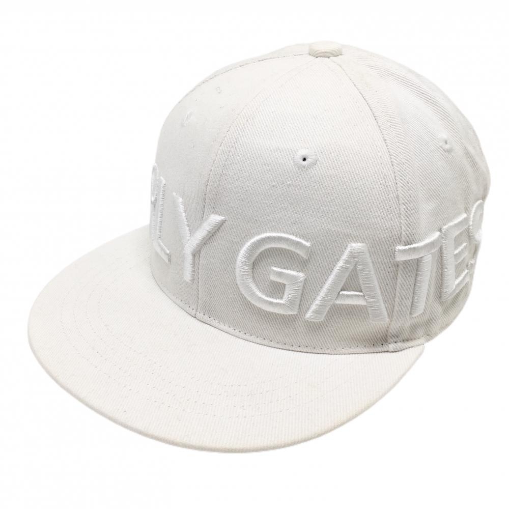 パーリーゲイツ フラットキャップ 白 立体ロゴ FR   ゴルフウェア PEARLY GATES