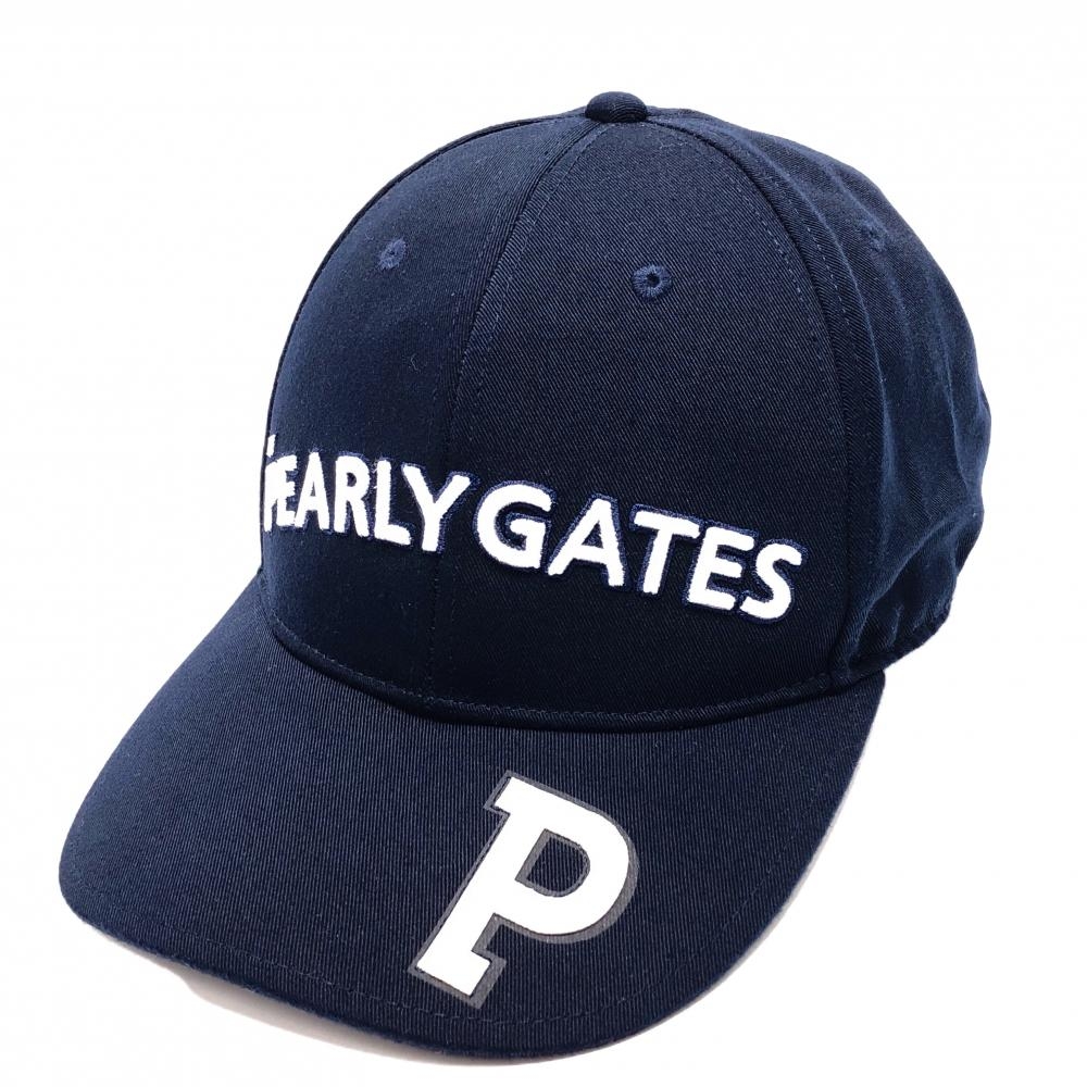 【美品】パーリーゲイツ キャップ　ネイビー×白 立体ロゴ 汗取りパッド付 FR   ゴルフウェア PEARLY GATES