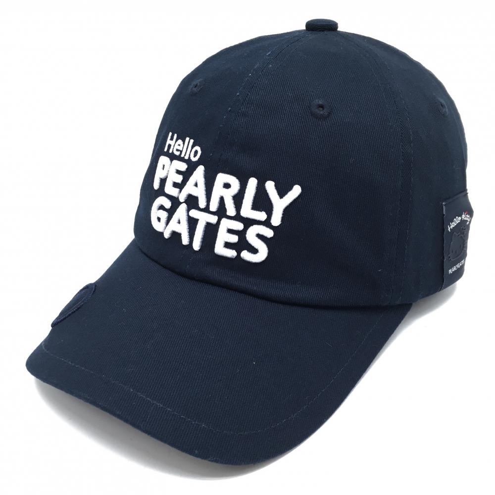 【新品】パーリーゲイツ×HELLOKITTY キャップ ネイビー キティちゃん  FR   ゴルフウェア 2026年モデル PEARLY GATES