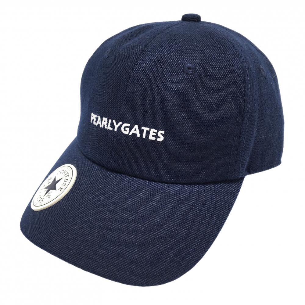【美品】パーリーゲイツ×コンバース キャップ ネイビー×白 ロゴ刺しゅう FR   ゴルフウェア PEARLY GATES