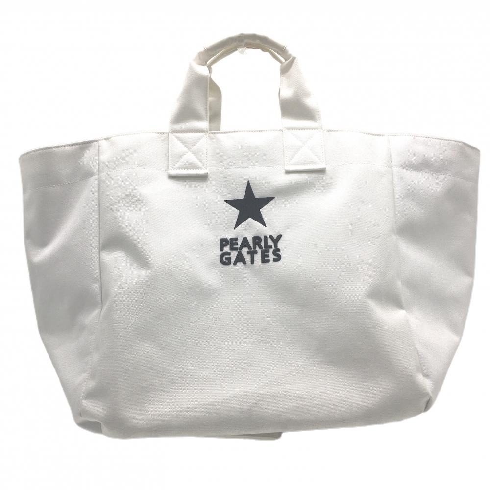 【美品】パーリーゲイツ ロッカーバッグ 白 ロゴ黒 星ゴルフ PEARLY GATES