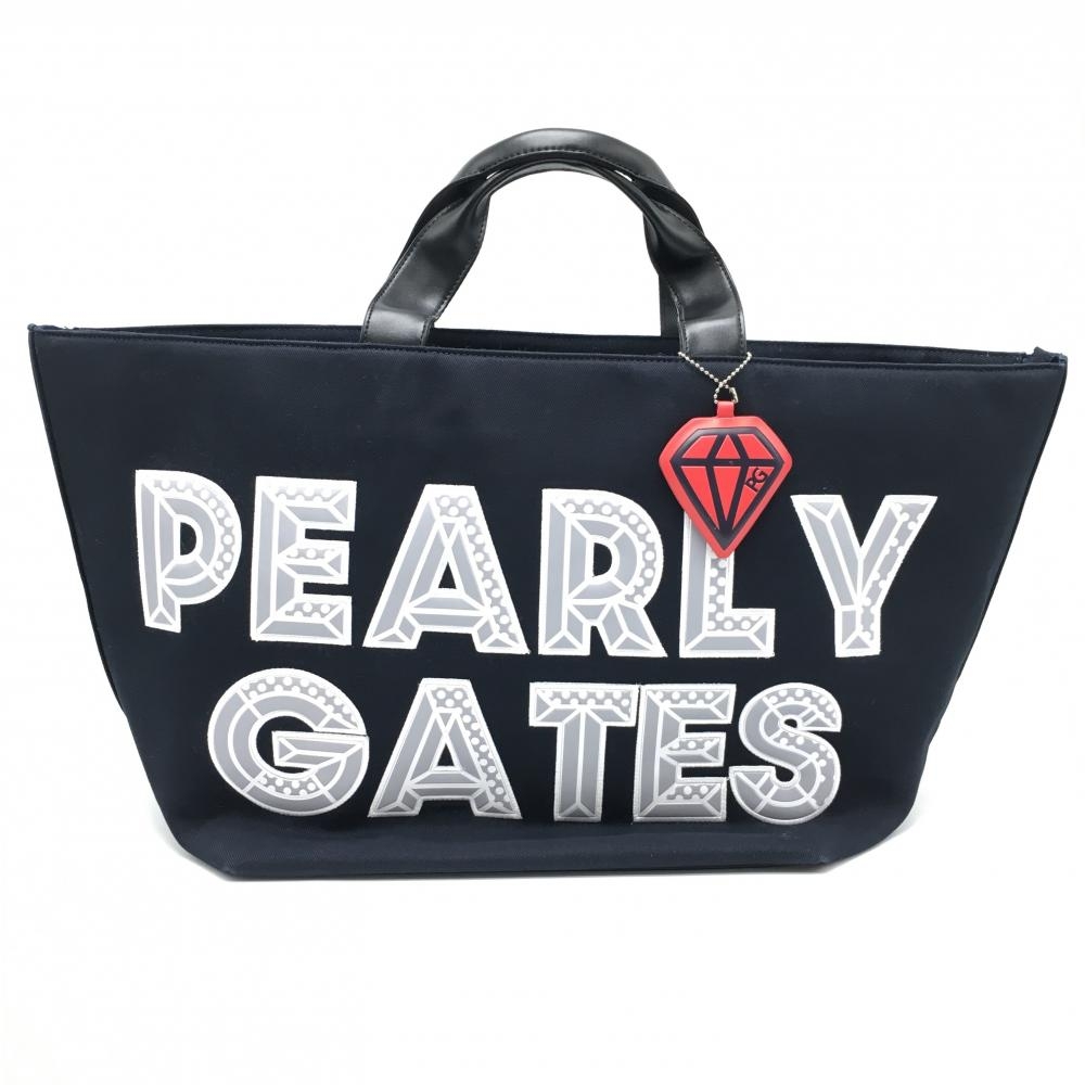 【超美品】パーリーゲイツ ロッカーバッグ ネイビー×グレー ビッグロゴ トートバッグゴルフ PEARLY GATES