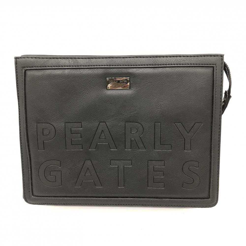 【超美品】パーリーゲイツ セカンドバッグ 黒 2段ロゴ 内ポケット付ゴルフ PEARLY GATES