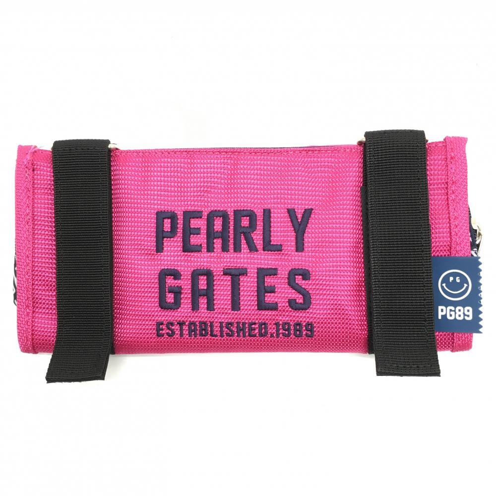 【新品】パーリーゲイツ マルチポーチ ピンク×ネイビー 内側複数ポケット ティー装着可 FRゴルフ PEARLY GATES