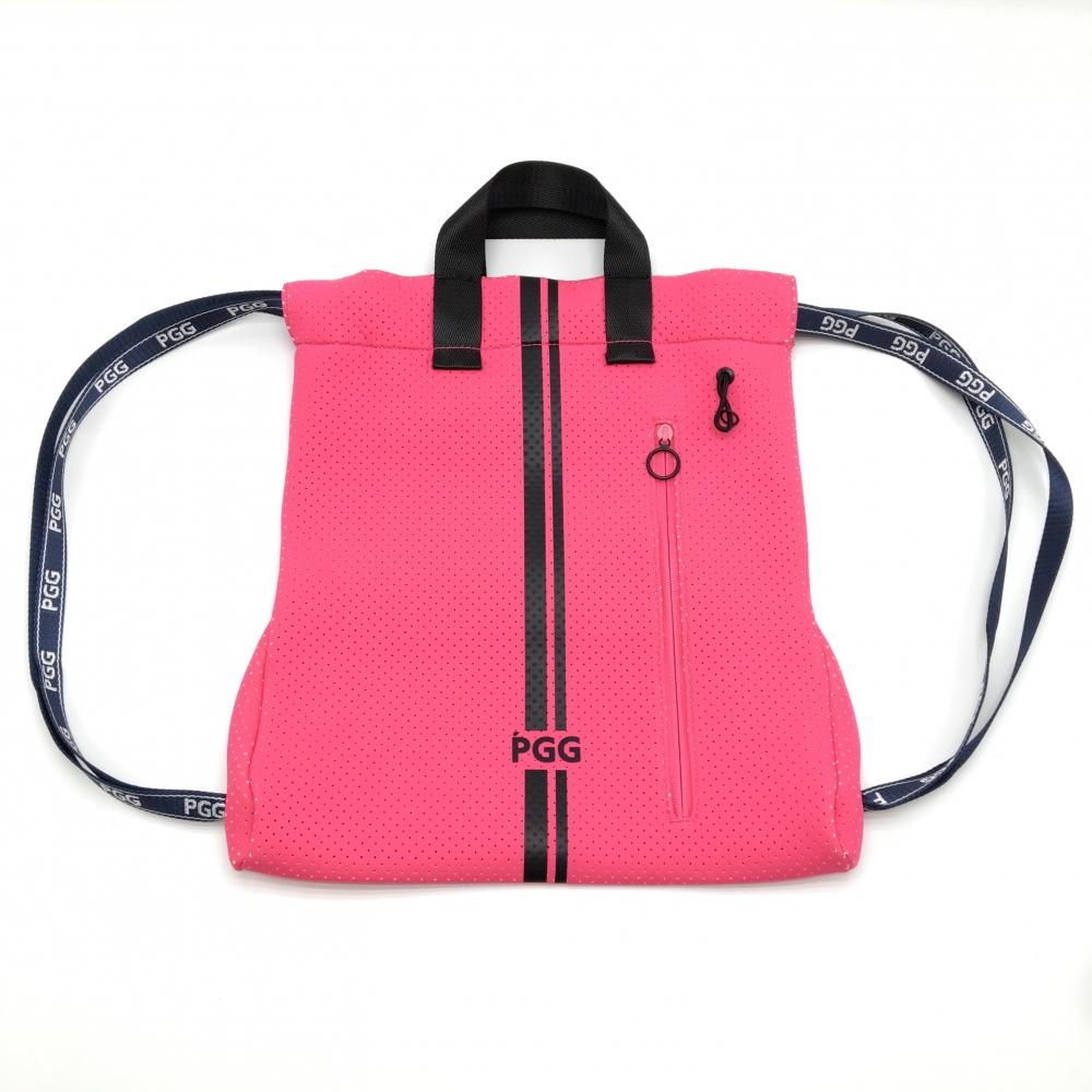 【超美品】PGGパーリーゲイツ 2WAYリュック ピンク×黒 パンチング ナップサック  ゴルフ PEARLY GATES