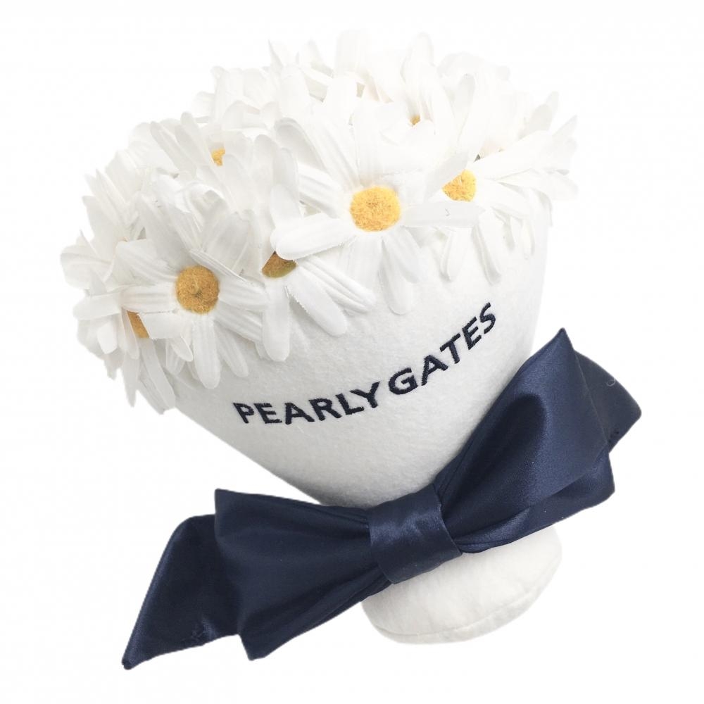 【新品】パーリーゲイツ ボールポーチ 白×ネイビー ブーケ型 リボン カラビナ付き ボールケース ゴルフ PEARLY GATES